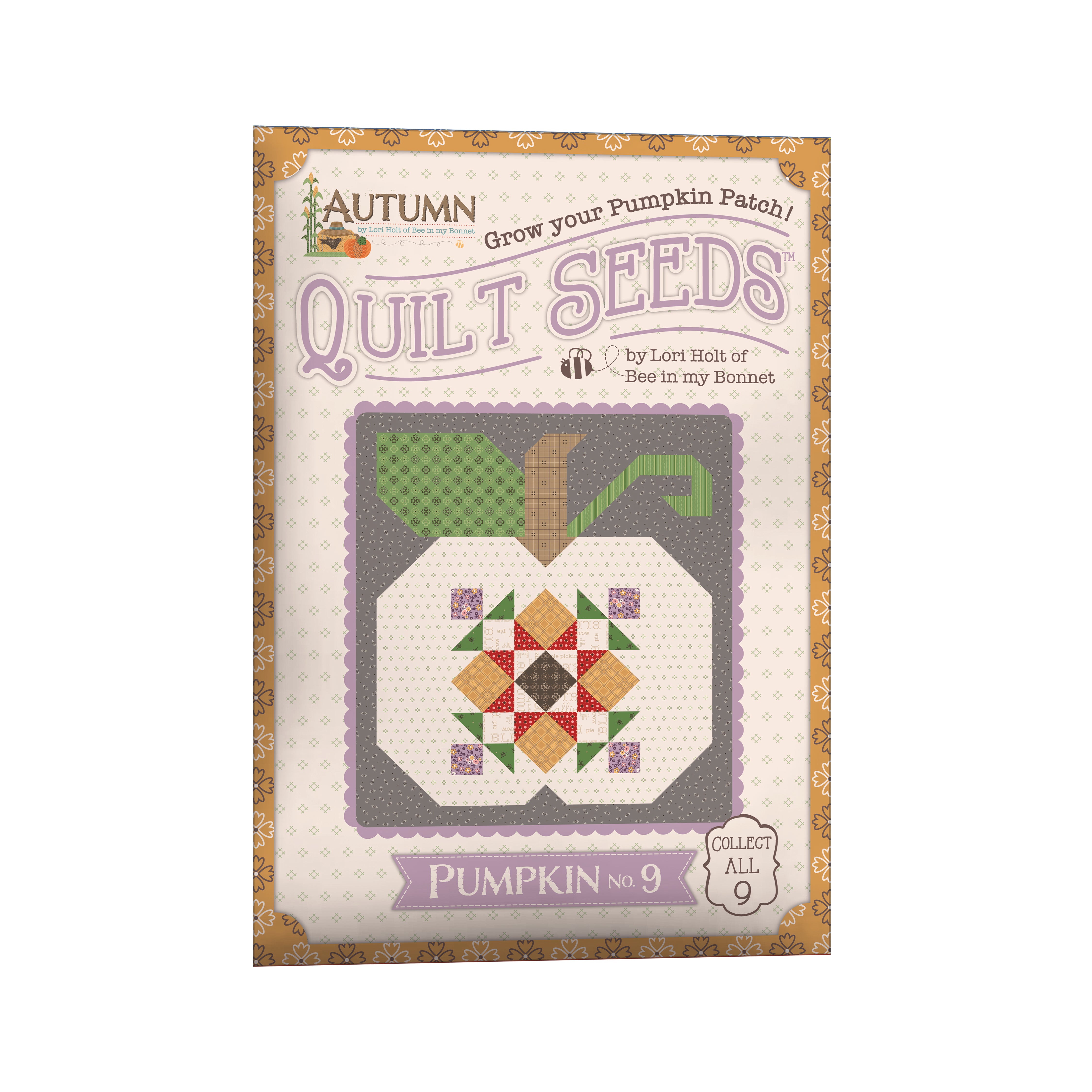 Autumn | Quilt Seeds Pumpkin No. 9 Quilt Block Pattern by Lori Holt | 18" x 20"