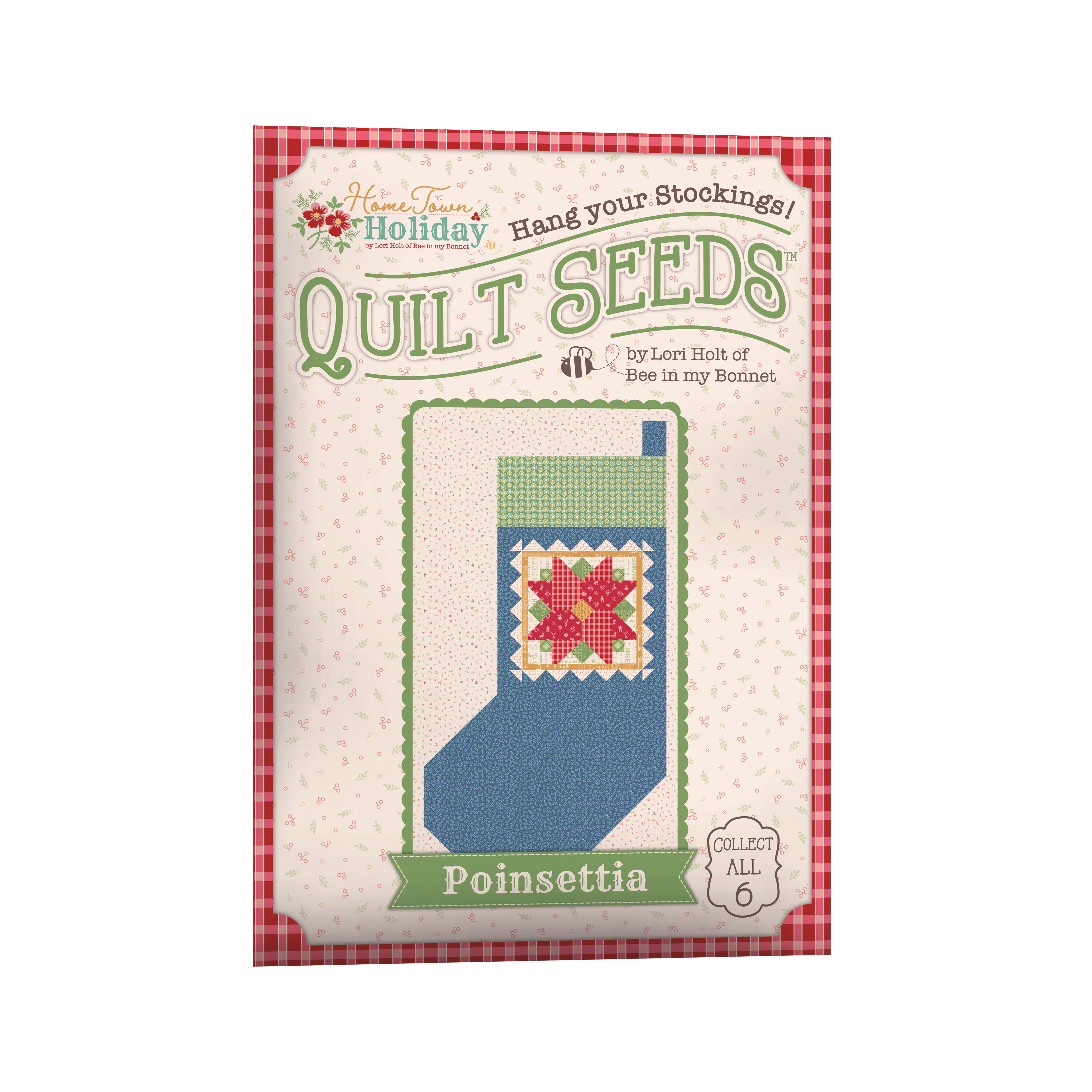 Home Town Holiday | Quilt Seeds Stocking No. 2 - Poinsettia | Quilt Block Pattern 22" x 40" (Copy)