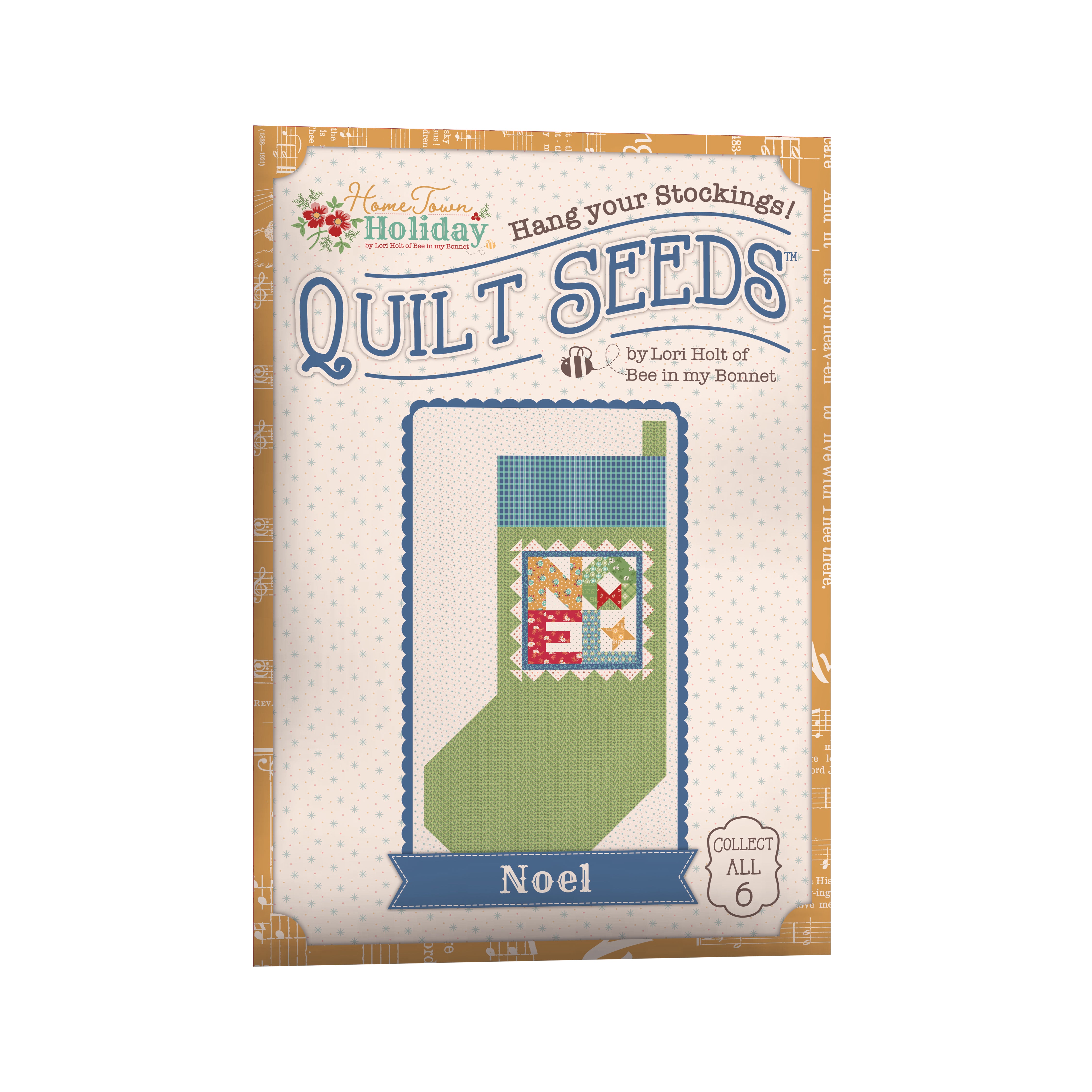 Home Town Holiday | Quilt Seeds Stocking No. 3 - Noel | Quilt Block Pattern 22" x 40"