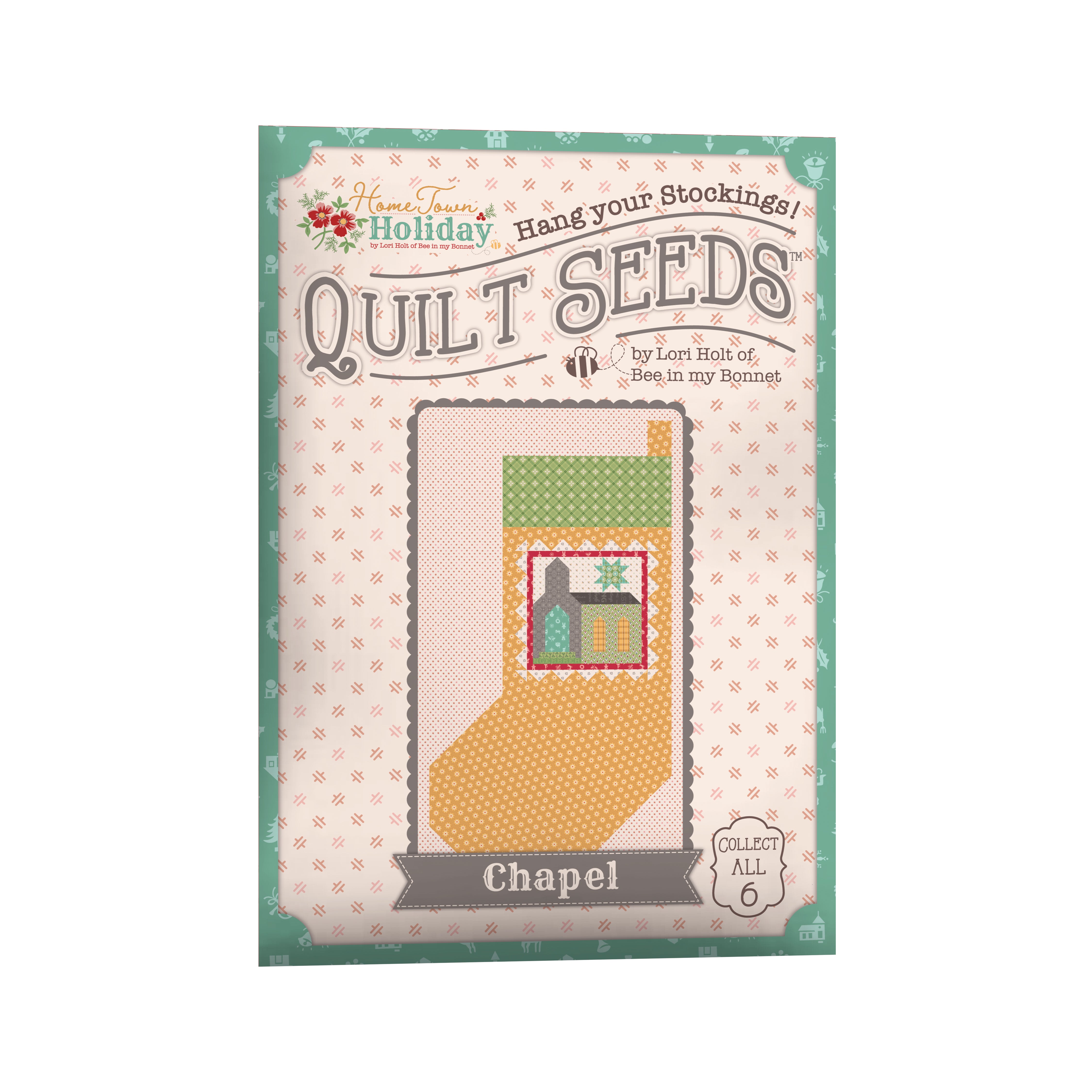 Home Town Holiday | Quilt Seeds Stocking No. 5 - Chapel | Quilt Block Pattern 22" x 40"