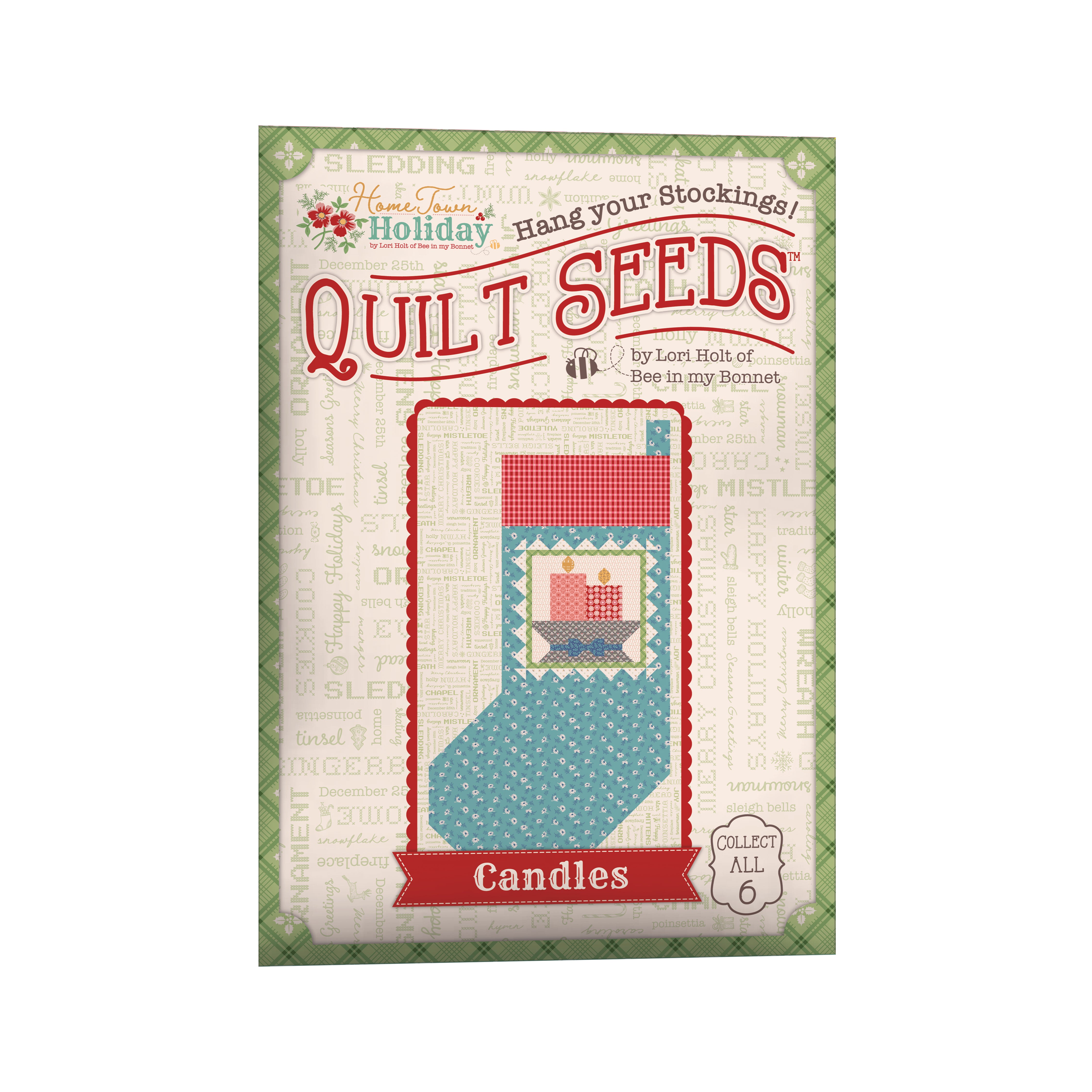 Home Town Holiday | Quilt Seeds Stocking No. 6 - Candle | Quilt Block Pattern 22" x 40"