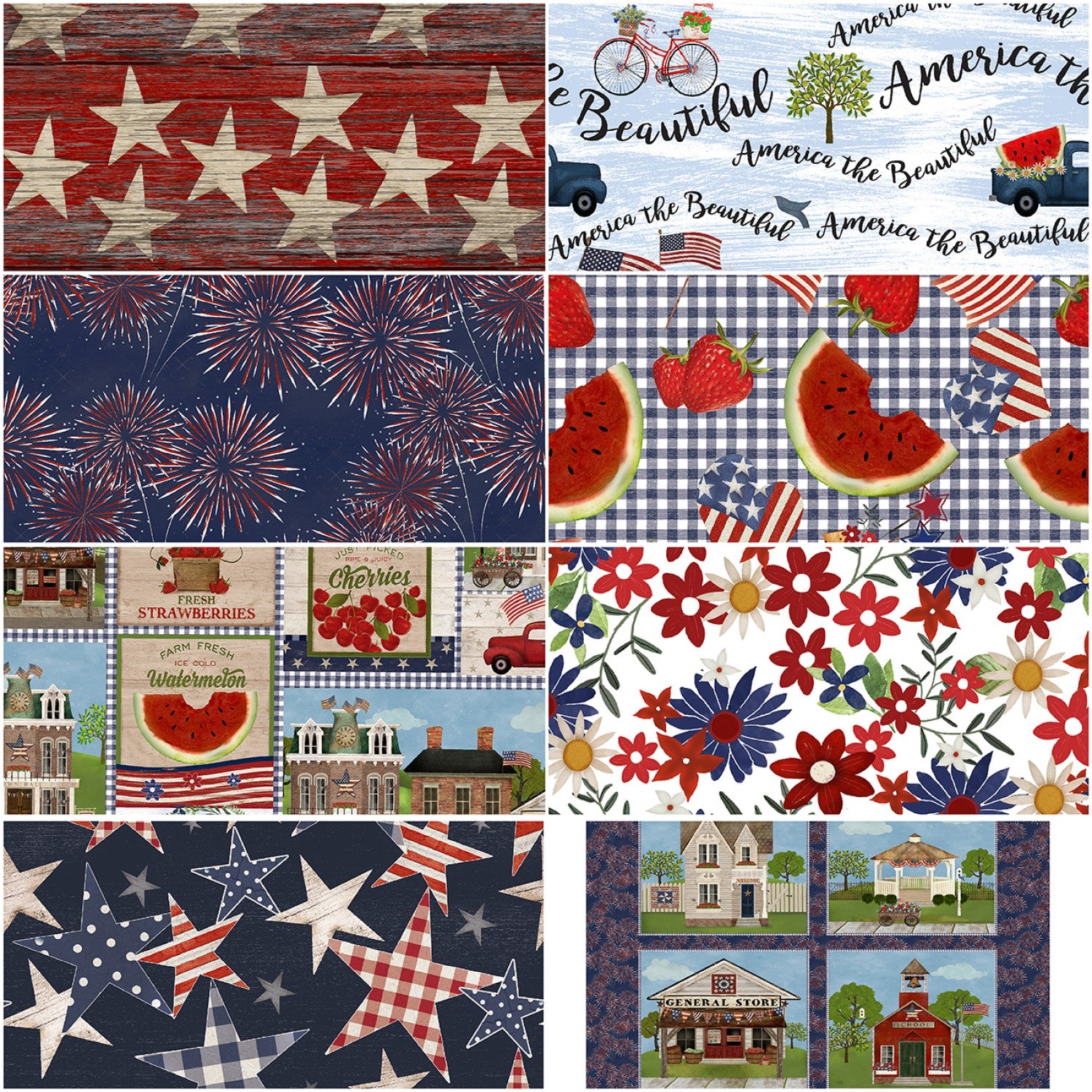 Sweet Land of Liberty - Stars and Stripes Navy by Beth Albert