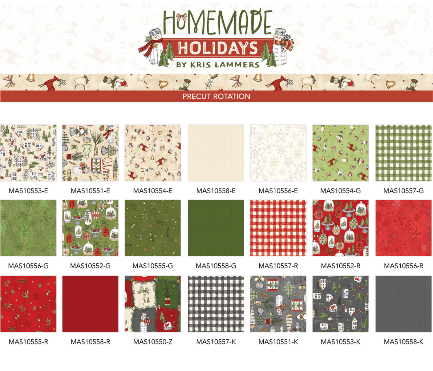 Homemade Holidays | 5" Charm Pack by Kris Lammers for Maywood Studio | 42 pcs