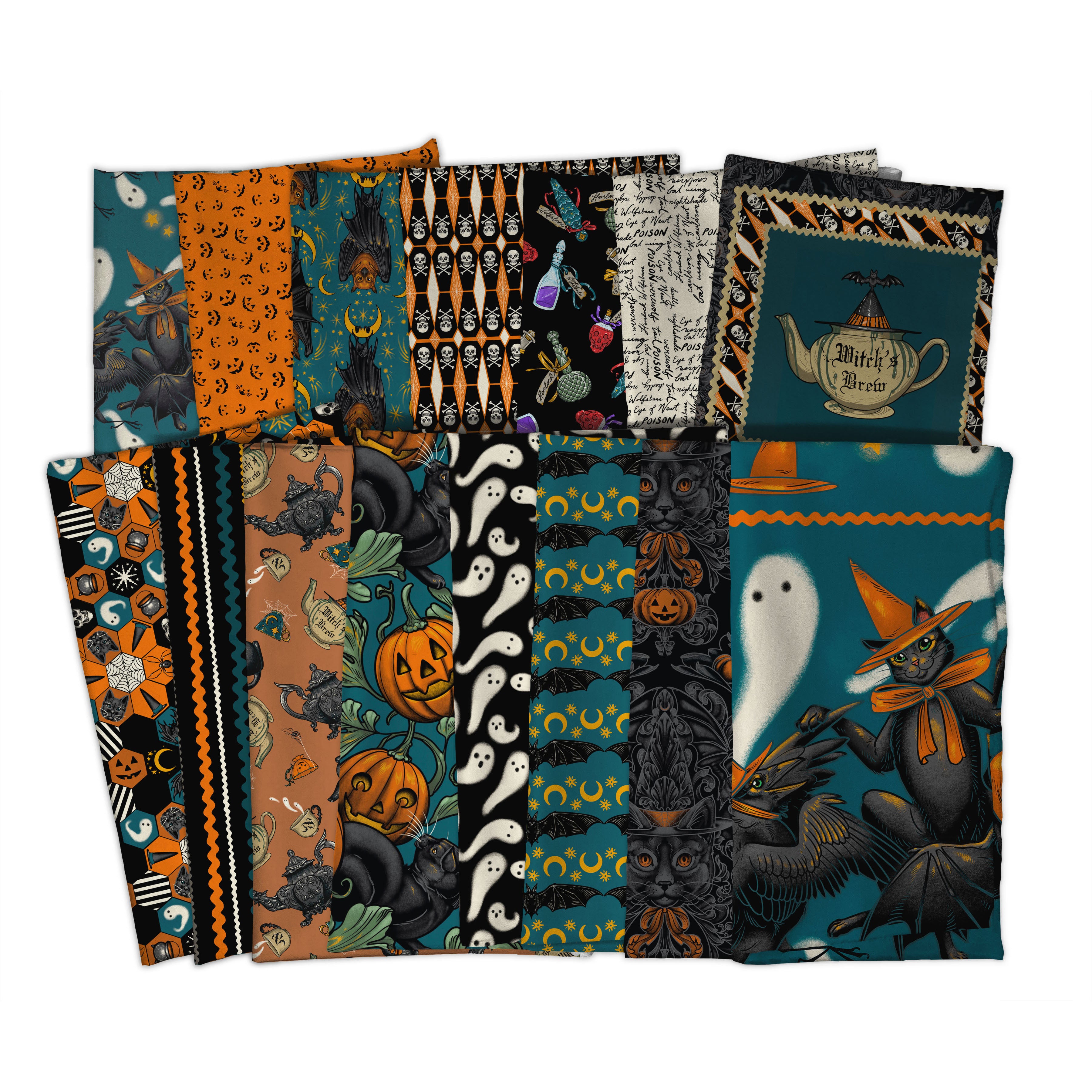 Storybook Halloween | Familiar Dance - Turquoise by Rachel Hauer for Free Spirit | PWRH061.TURQ