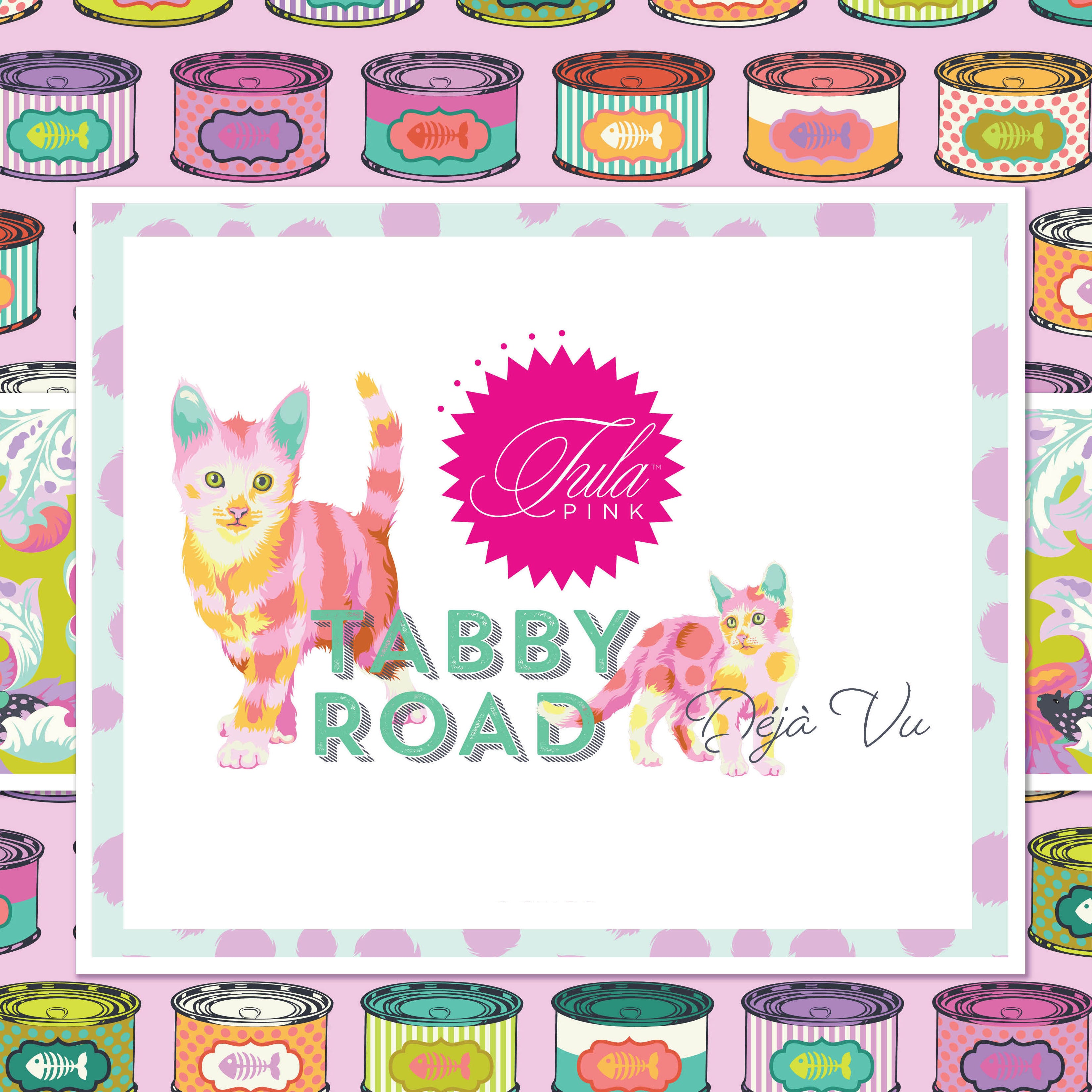 Tabby Road | Club Kitty Electroberry by Tula Pink | Minky Polyester Fabric