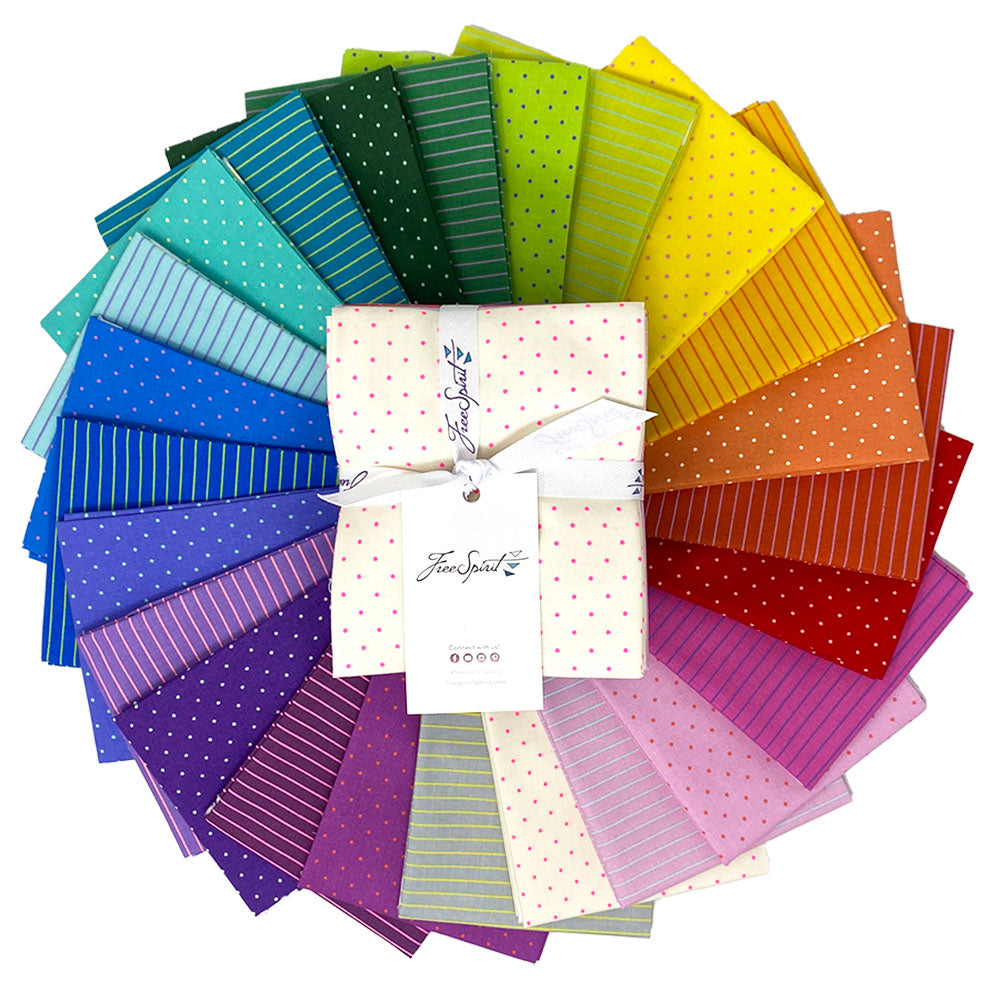 True Colors | Tiny Coordinates Fat Quarter Bundle by Tula Pink for Free Spirit | 24 pcs