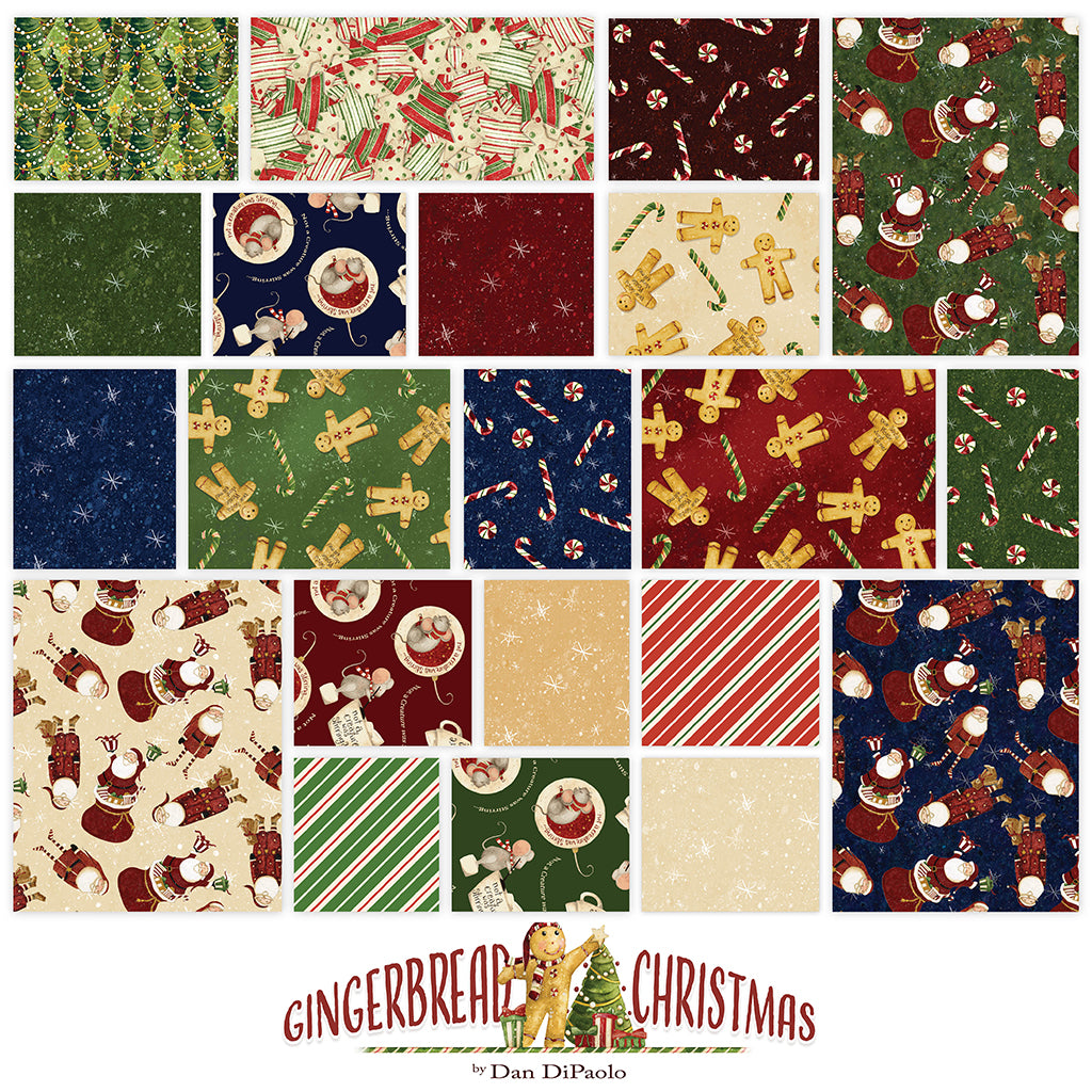Gingerbread Christmas | 10" Square Pack by Dan DiPaolo for Clothworks | 42pcs