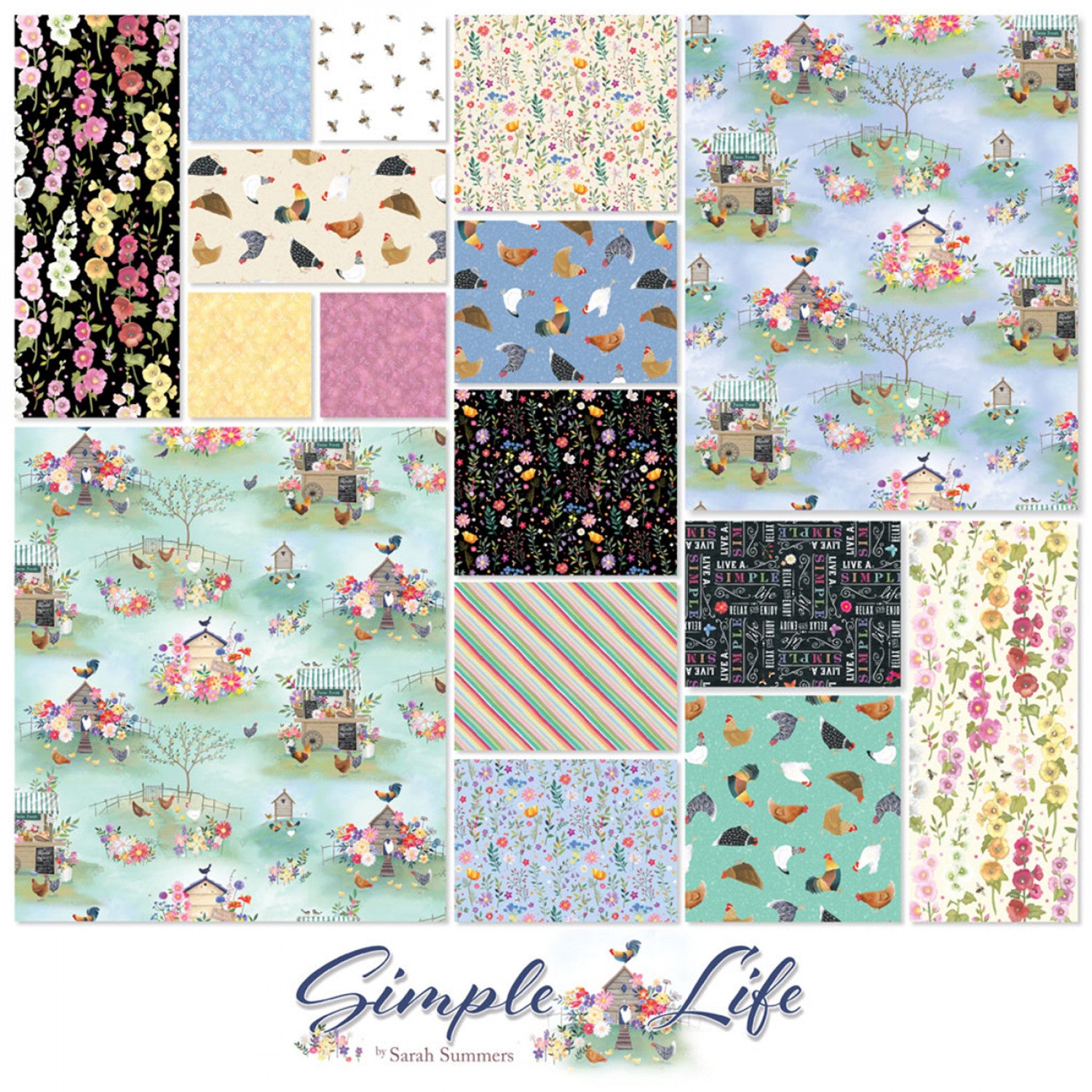 Simple Life | 10" Square Pack by Sarah Summers for Clothworks | 42 pcs