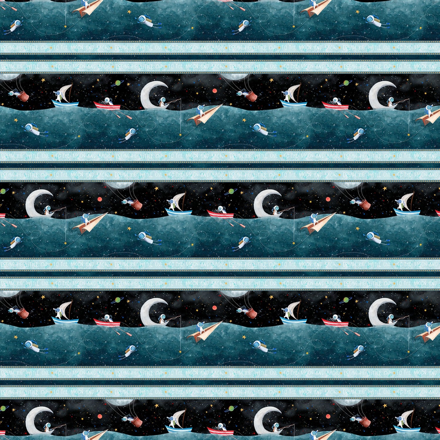 To the Moon | Astronaut Border Multicolor by Rachel Nieman for P&B Textiles | TTMO5200-MU