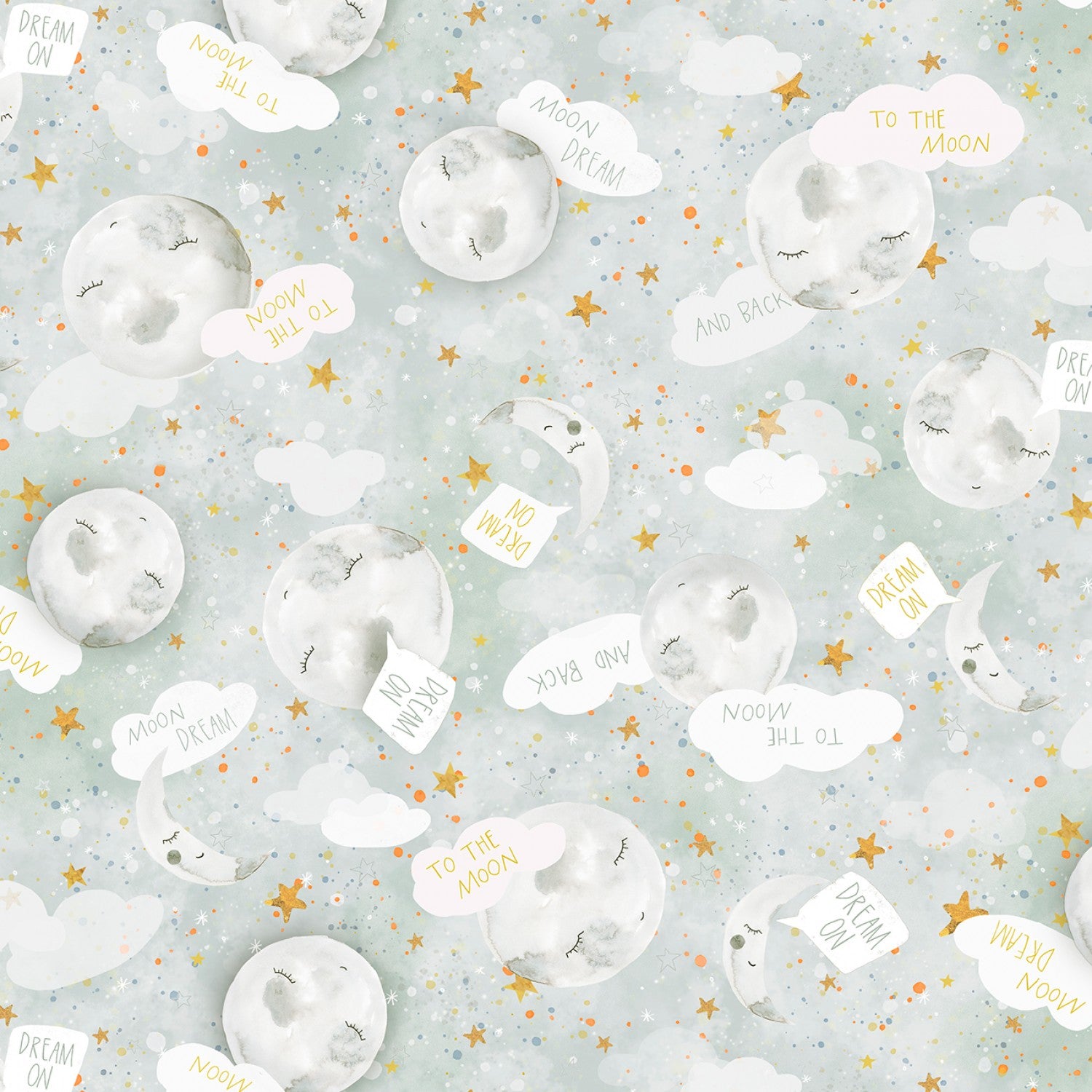 To the Moon | Moon Toss Light Silver by Rachel Nieman for P&B Textiles | TTMO5201-LS