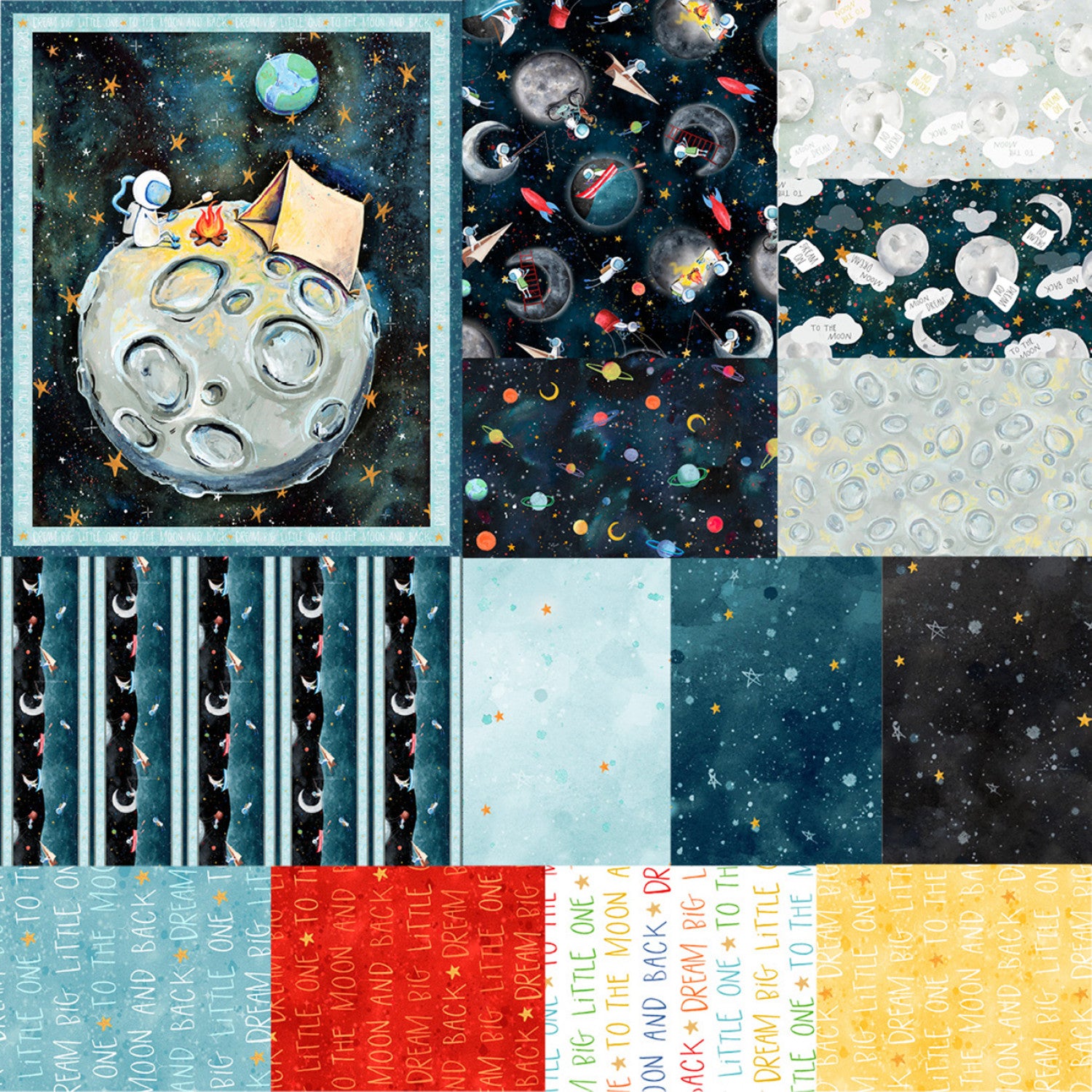 To the Moon | Fat Quarter Bundle by Rachel Nieman for P&B Textiles | 14 pcs