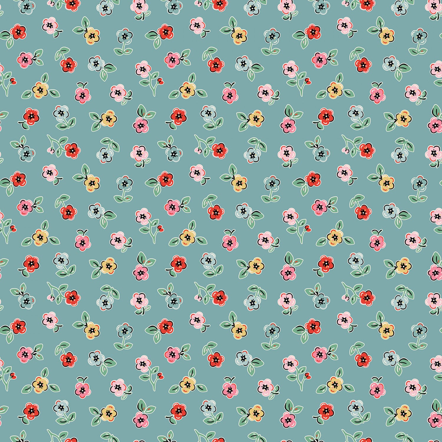 Home Sweet Home | Blue Cheery Florals by Elea Lutz for Poppie Cotton | VR24467