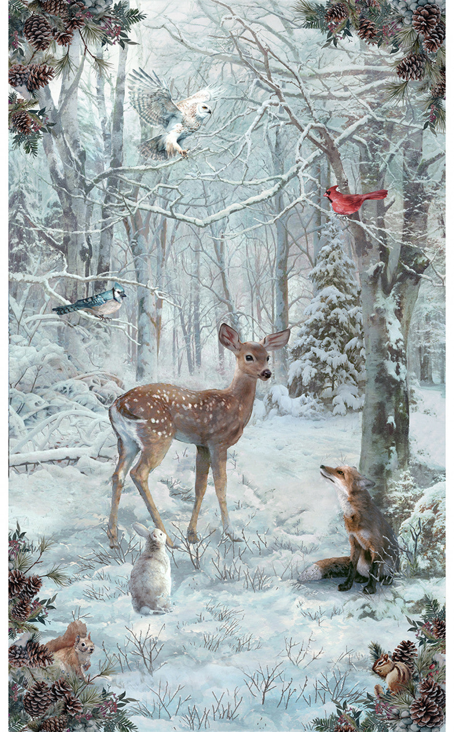 Winter Tales Snow Scenic Digital 24" Panel by Hoffman California