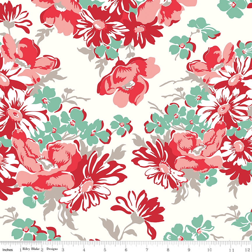Cook Book | 108" Wide Back Floral Cayenne by Lori Holt for Riley Blake