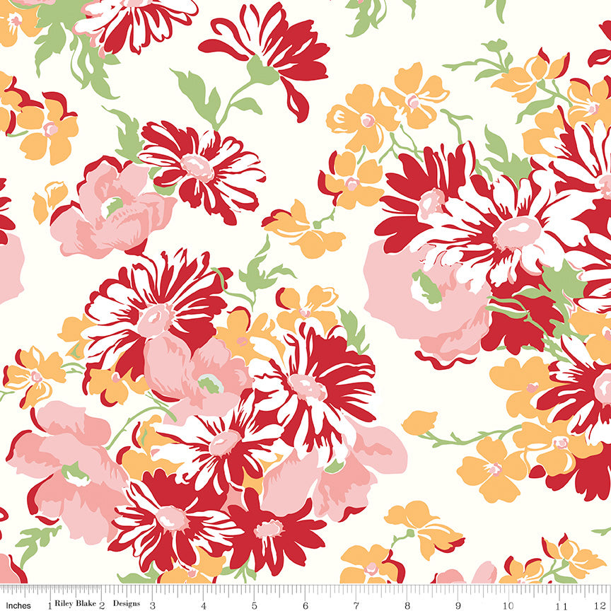 Cook Book | 108" Wide Back Floral Daisy by Lori Holt for Riley Blake