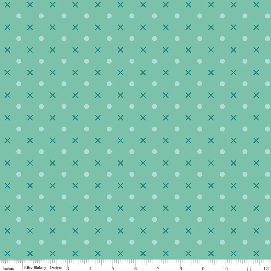 Bee Dots | Sea Glass 108" Wide Backing Fabric by Lori Holt for Riley Blake | WB14183-SEAGLASS