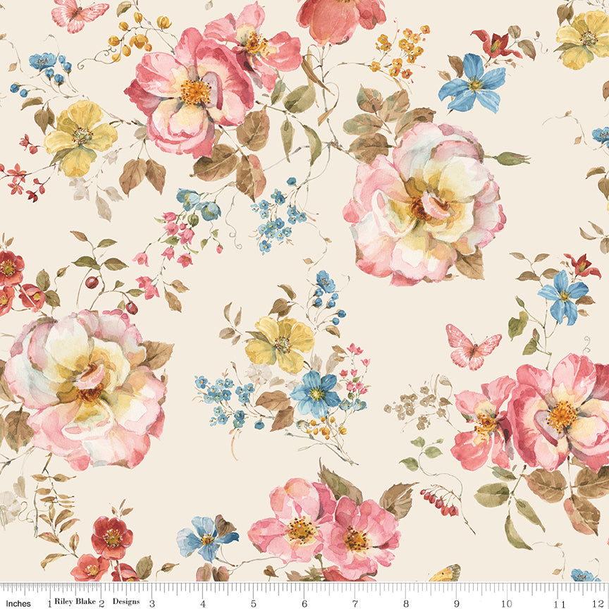 Countryside | Floral Sand 108" Wide Back by Lisa Audit for Riley Blake | WB14538-SAND