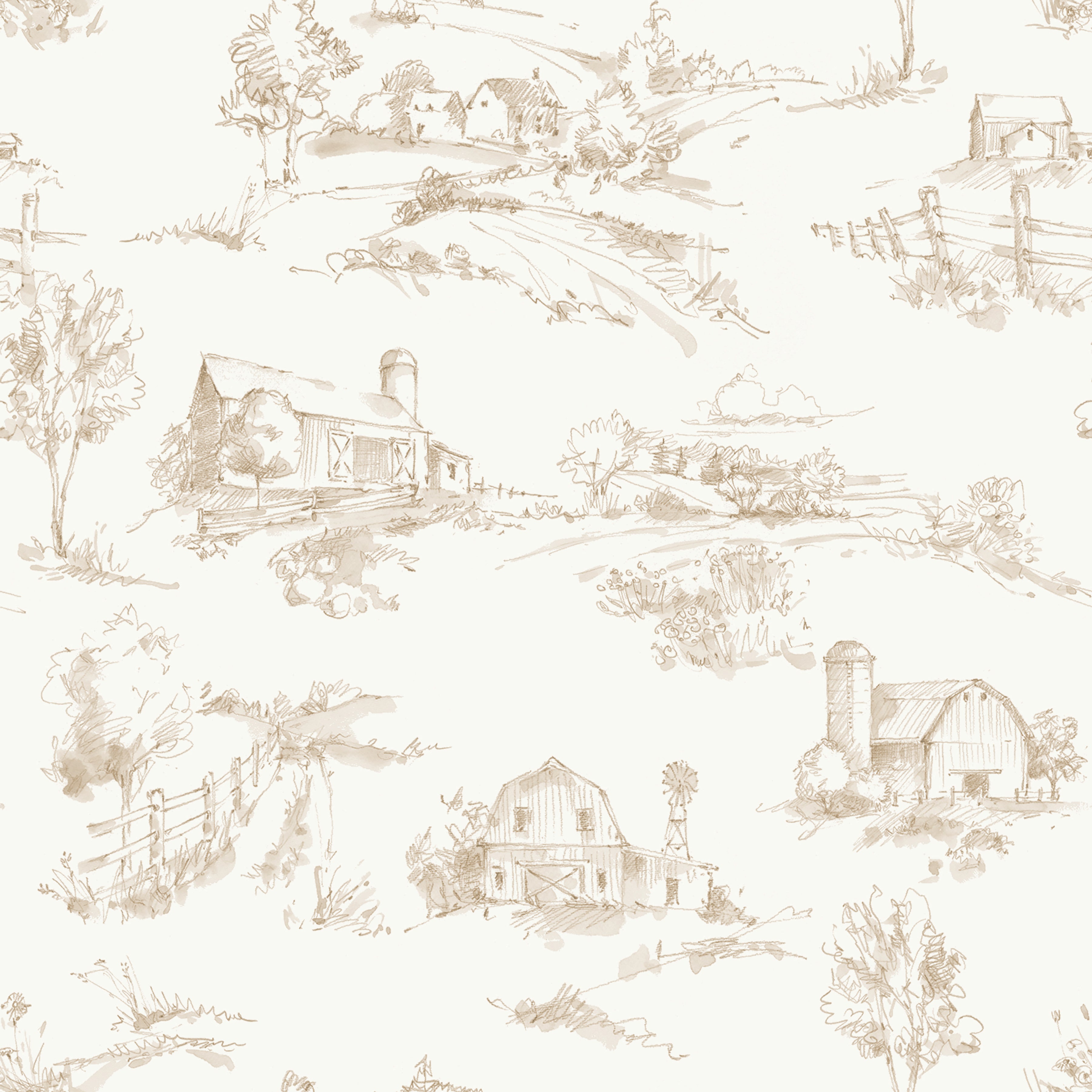 Countryside | Scenery Sand 108" Wide Back by Lisa Audit for Riley Blake | WB14539-SAND