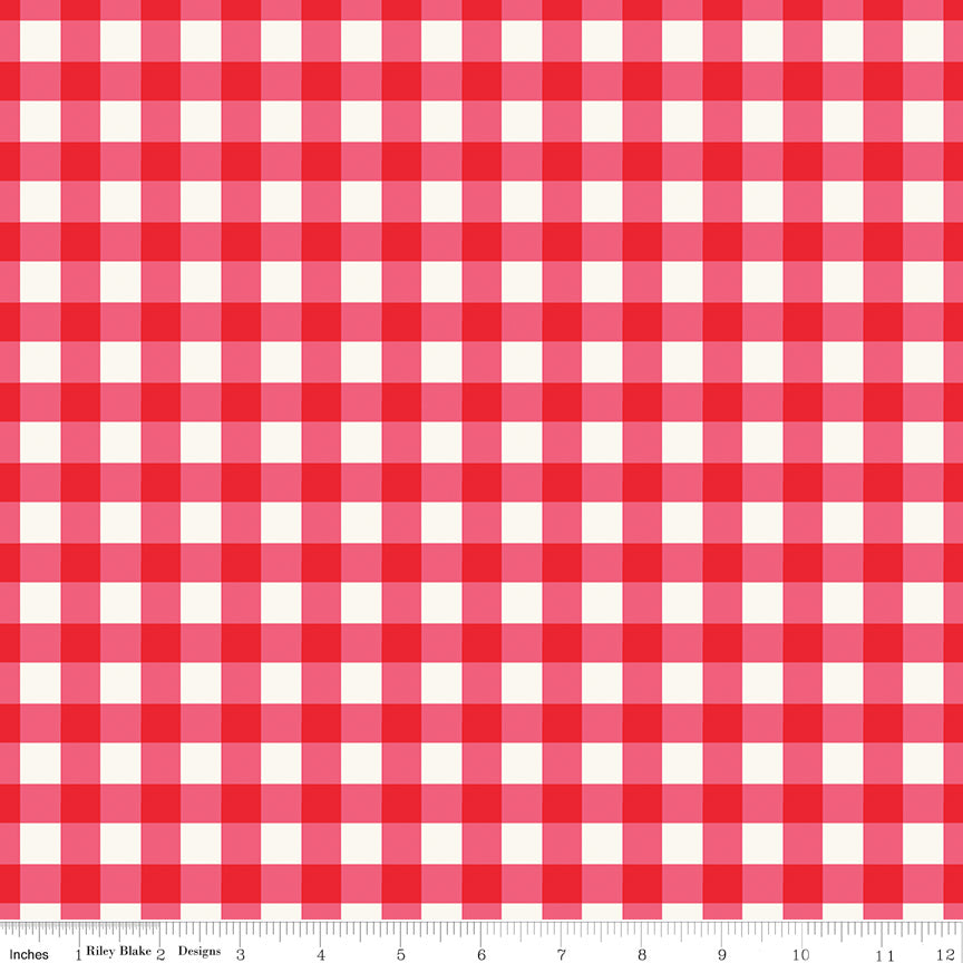 Picnic Florals | Gingham Red 108" Wide Backing by My Mind's Eye for Riley Blake | WB14618-RED