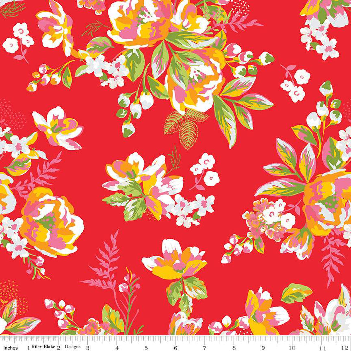 Picnic Florals | Floral Red 108" Wide Backing by My Mind's Eye for Riley Blake | WB14618-RED