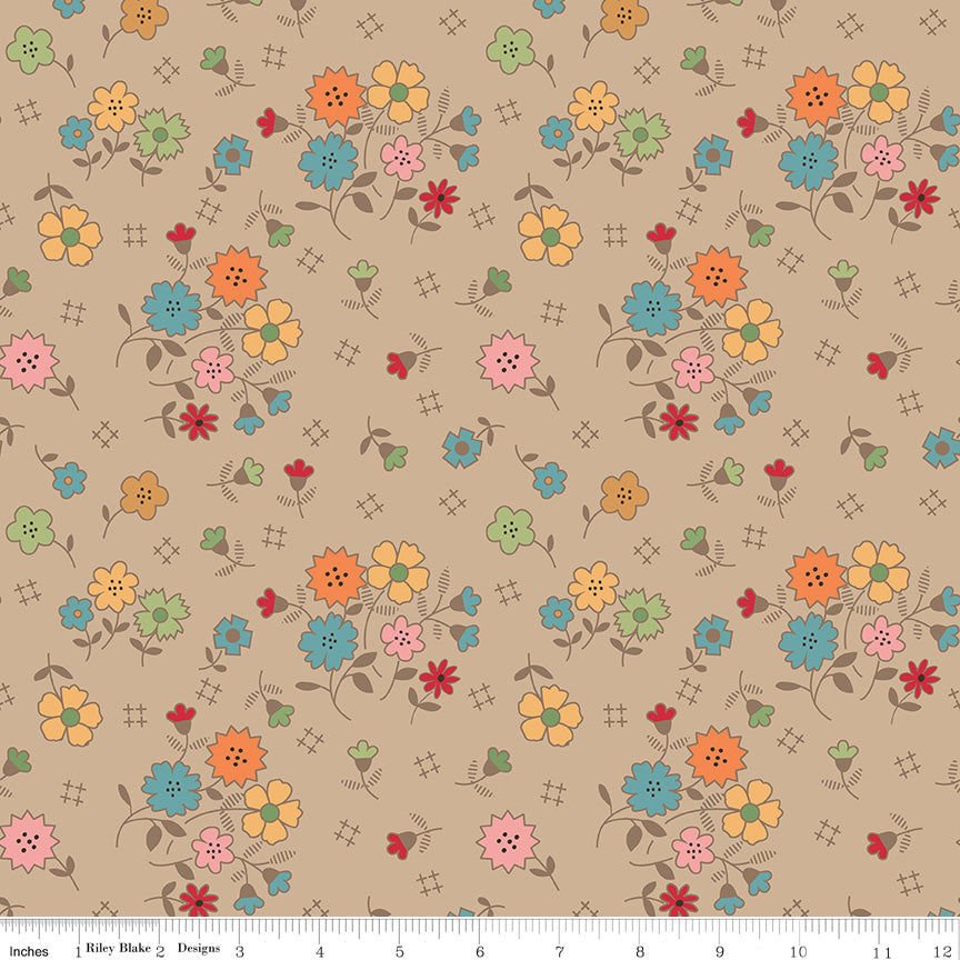 Autumn | Floral Tea Dye 108" Wide Backing by Lori Holt for Riley Blake | WB14673-TEADYE