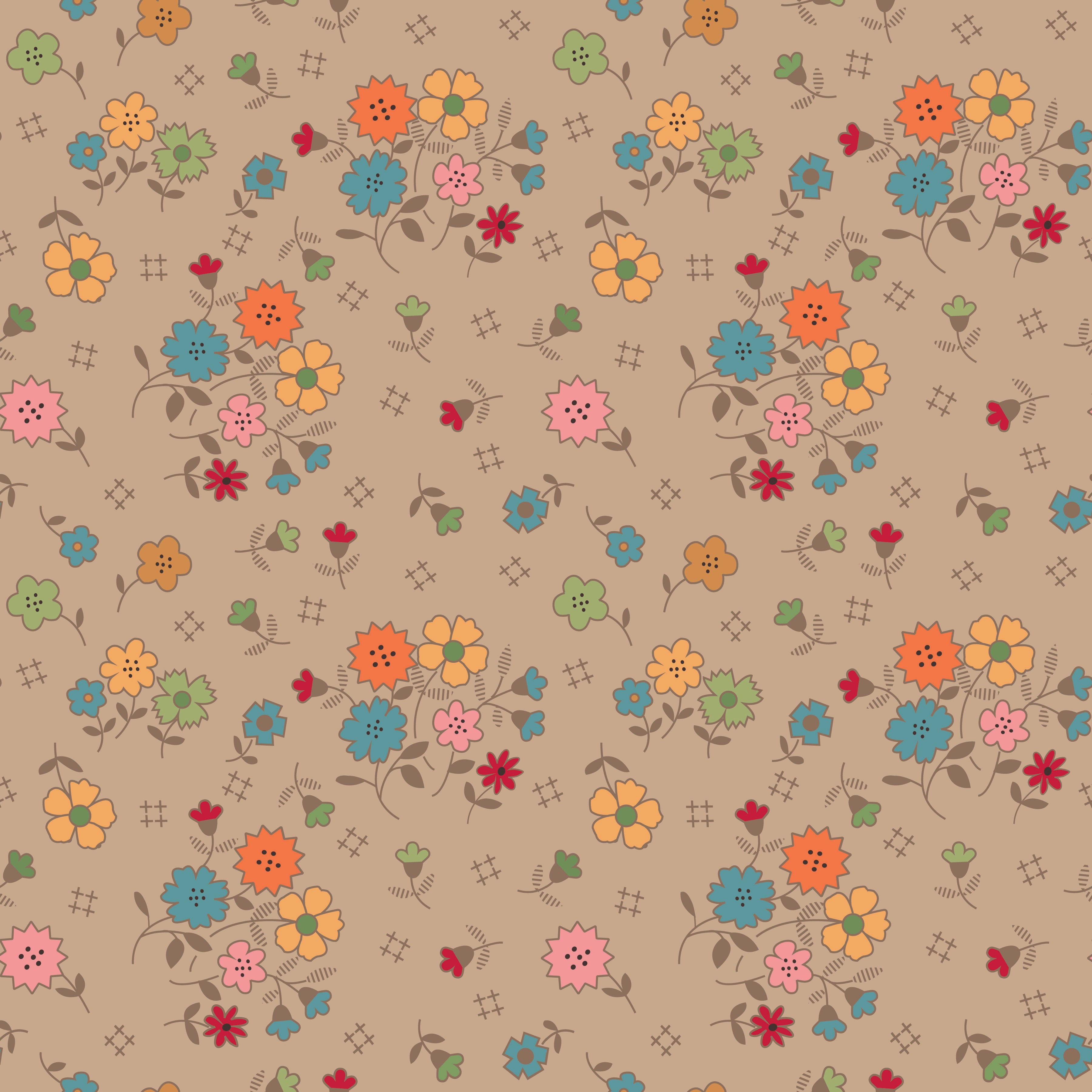 Autumn | Floral Tea Dye 108" Wide Backing by Lori Holt for Riley Blake | WB14673-TEADYE