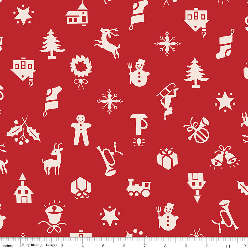 Home Town Holiday | Christmas Schoolhouse 108" Wide Back by Lori Holt for Riley Blake | WB14929-SCHOOL | Quilt Backing