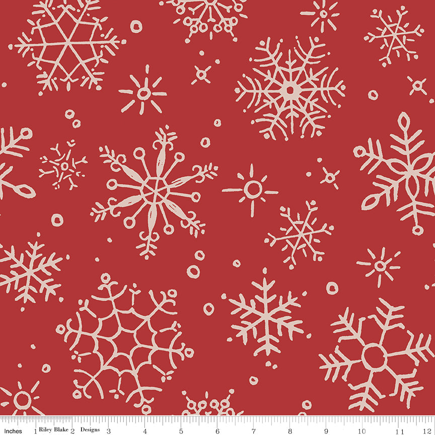 Magical Winterland | Snowflake Barn Red 108" Wide Back by Lisa Audit for Riley Blake | WB14949-BARNRED