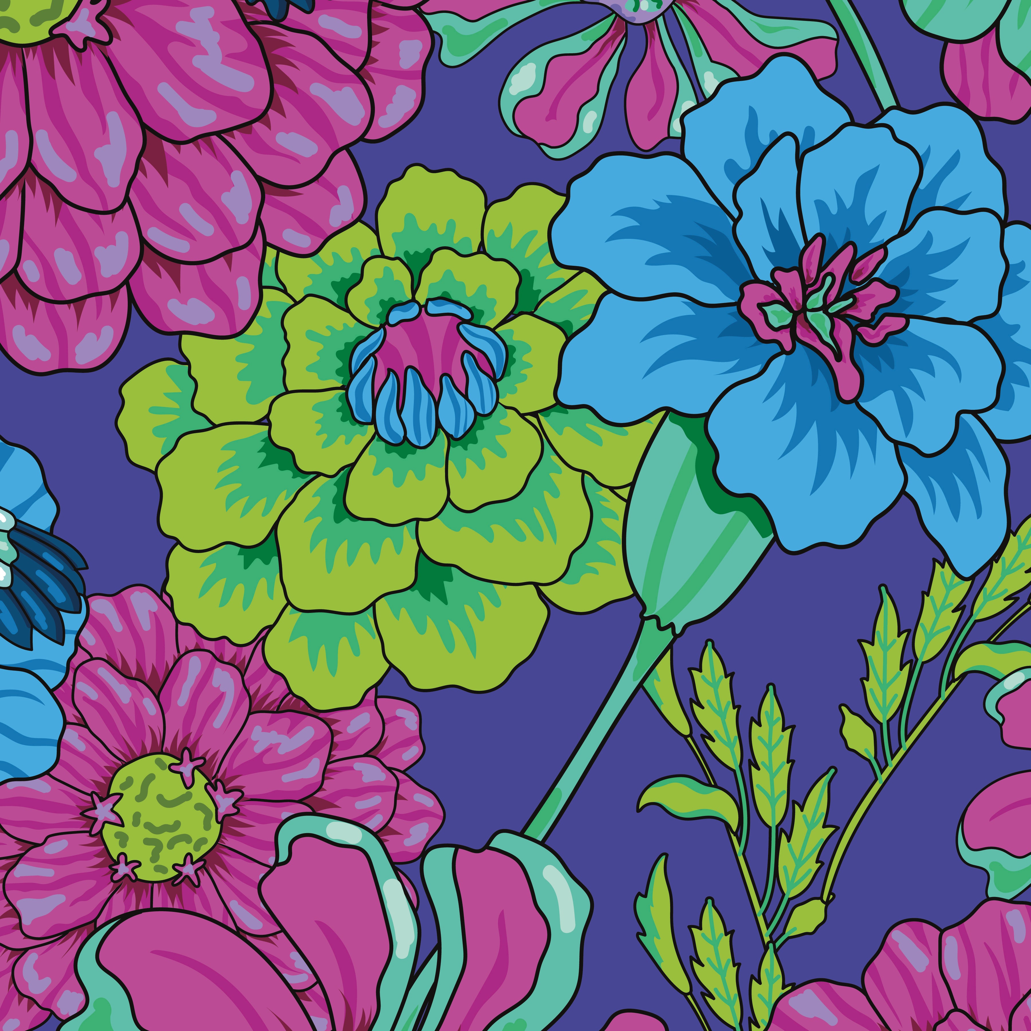 Botanic Blast | Carnations Purple 108" Wide Backing Fabric by Sew Yeah Quilting for Riley Blake | WB15560-PURPLE