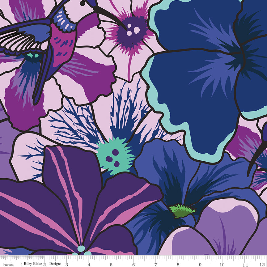 Botanic Blast | Pansies Purple 108" Wide Quilt Back by Sew Yeah Quilting for Riley Blake | WB15561-PURPLE