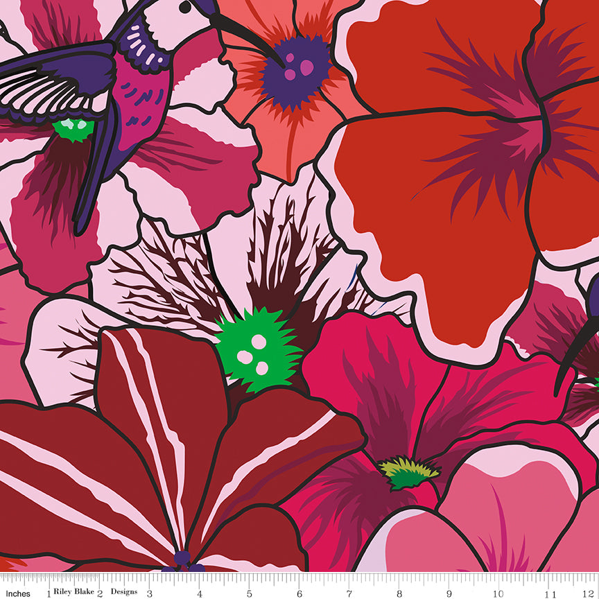 Botanic Blast | Pansies Red 108" Wide Quilt Back by Sew Yeah Quilting for Riley Blake | WB15561-RED