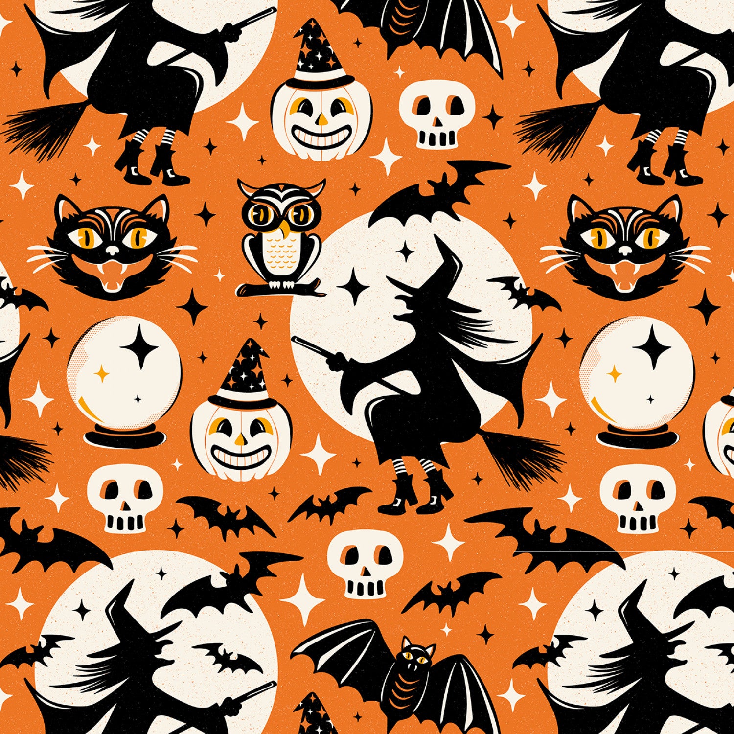 Witching Hour | Witchy Wonders Allover Orange  | Heather Dutton for P&B Textiles