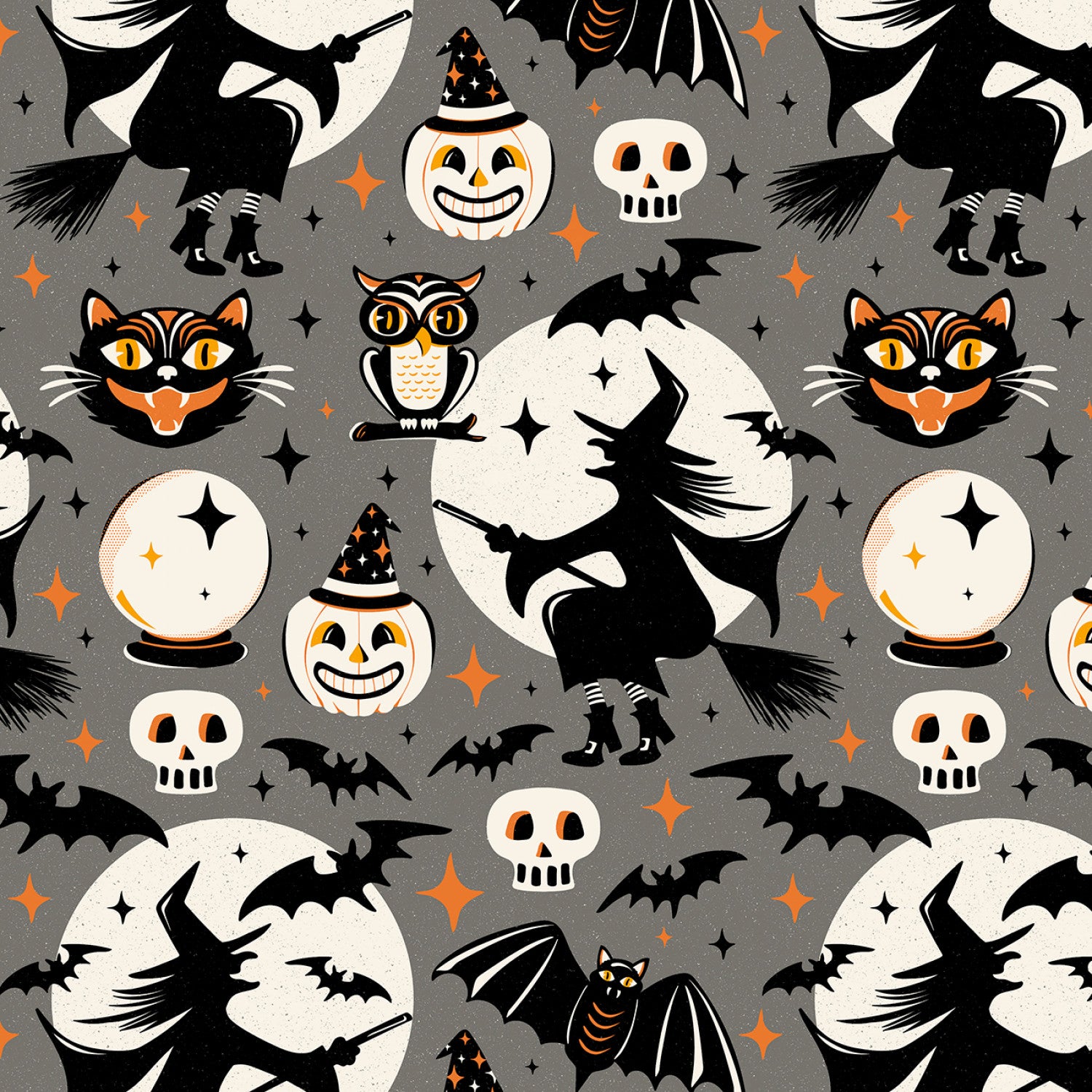 Witching Hour | Witchy Wonders Allover Gray  | Heather Dutton for P&B Textiles