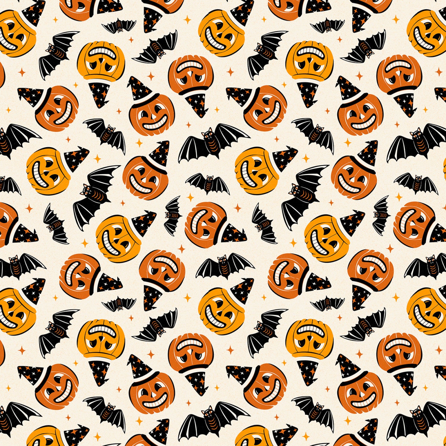Witching Hour | Pumpkin & Bat Toss | Heather Dutton for P&B Textiles