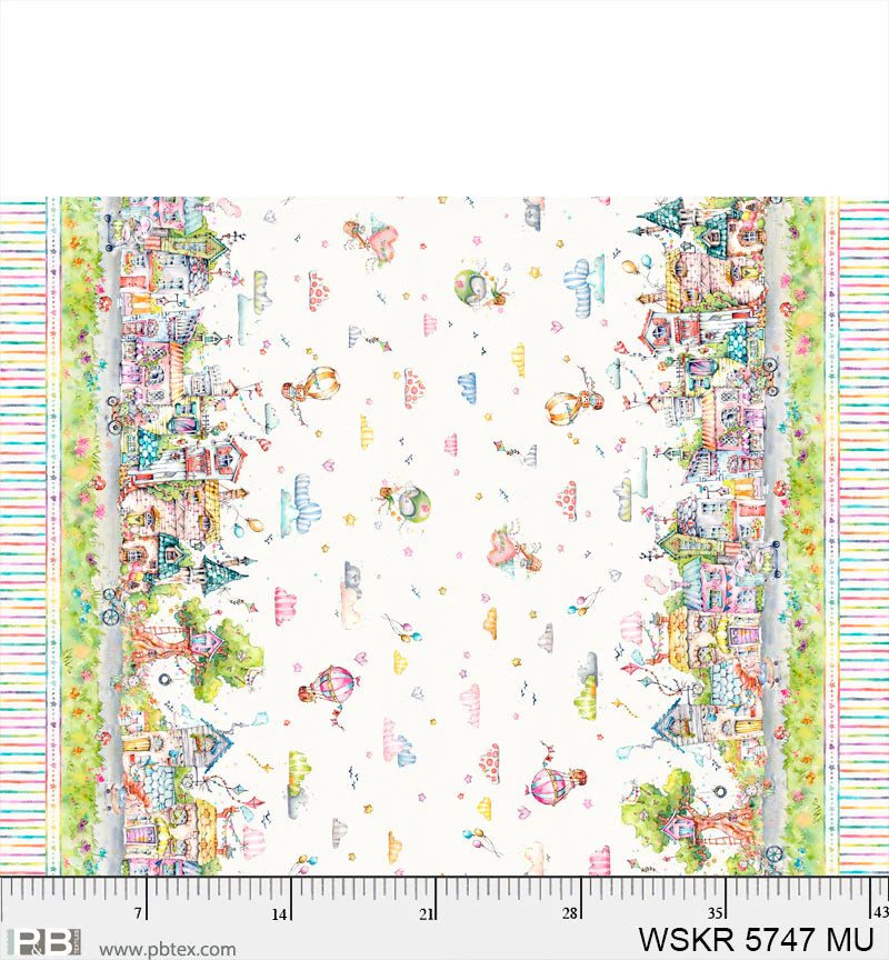 Whiskerville | Street Scene Double Border by Sally Walsh for P&B Textiles | WSKR 5747 MU