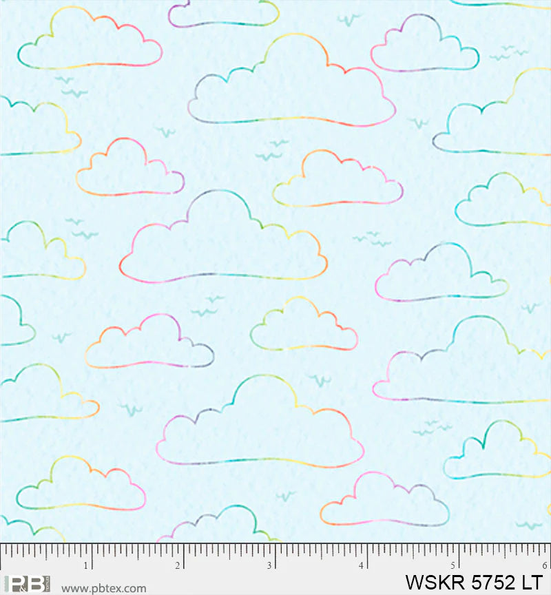 Whiskerville | Floating Clouds Light Turquoise by Sally Walsh for P&B Textiles | WSKR 5752 LT