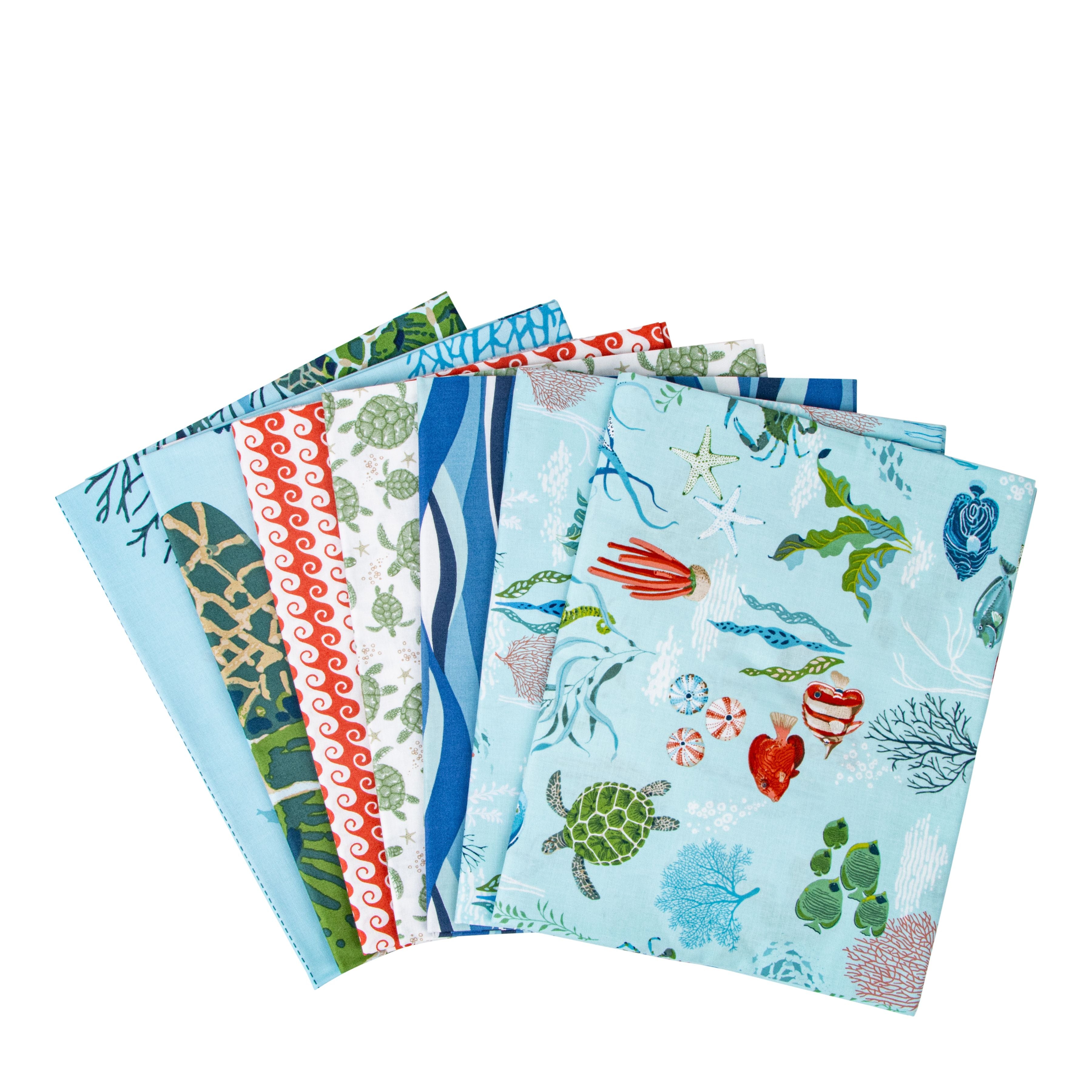 Free as the Ocean | 1-Yard Bundle Aqua by Lisa Audit for Riley Blake | 7 pcs