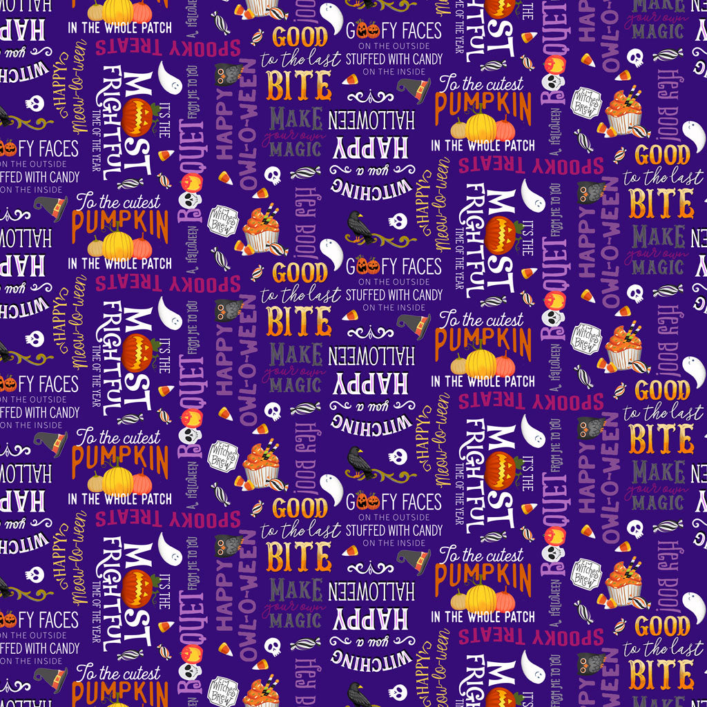 Hey Boo! | Dark Purple Digital Sweet Sayings by Michael Zindell for Clothworks | Y3843-28