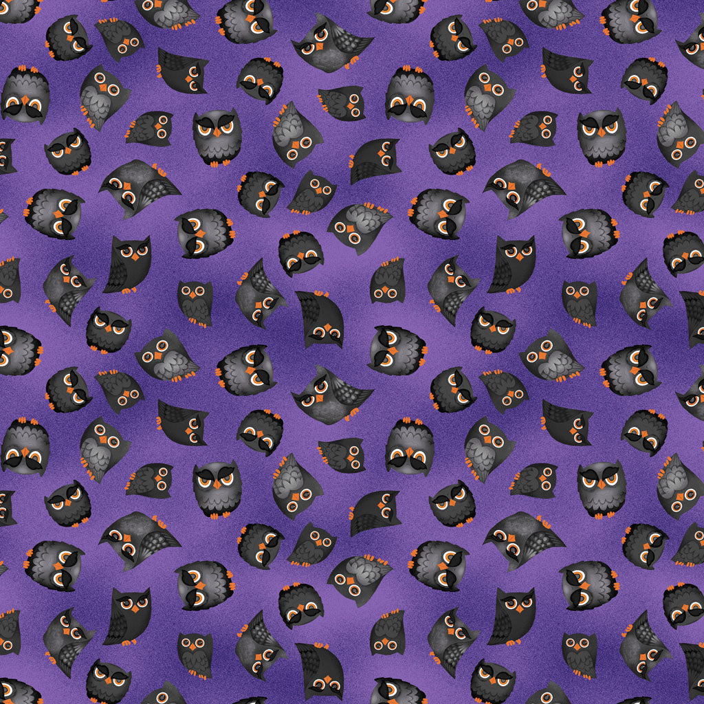 Hey Boo! | Purple Hoot Owls by Michael Zindell for Clothworks | Y3844-27