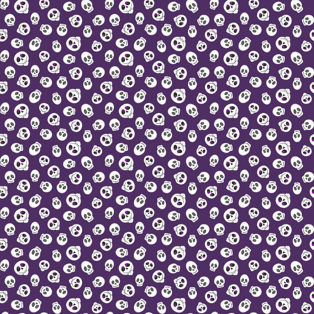 Hey Boo! | Dark Purple Skulls by Michael Zindell for Clothworks | Y3845-28