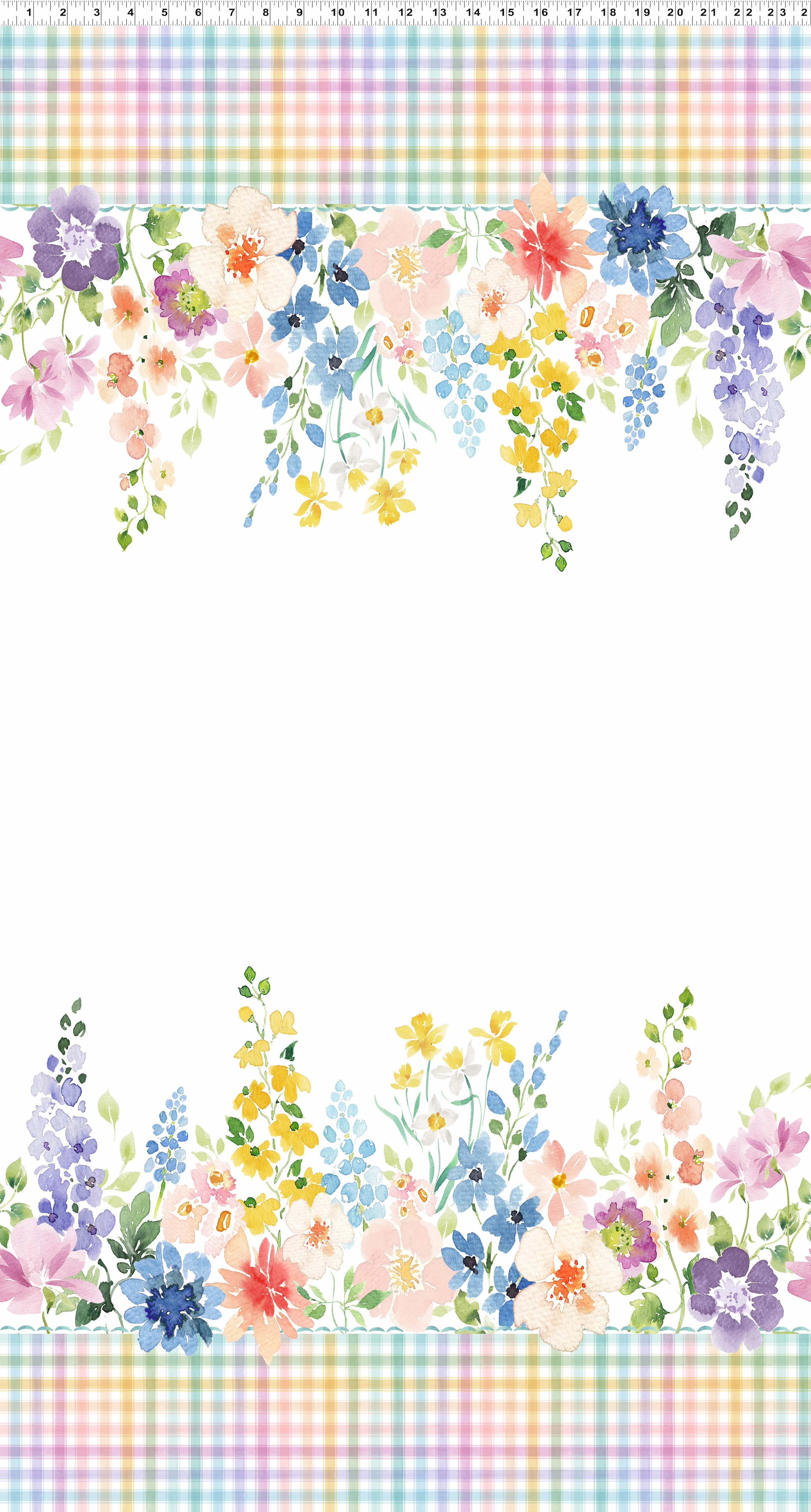 Spring Has Sprung | Multi Color Digital Double Border by Heatherlee Chan for Clothworks | Y4007-55