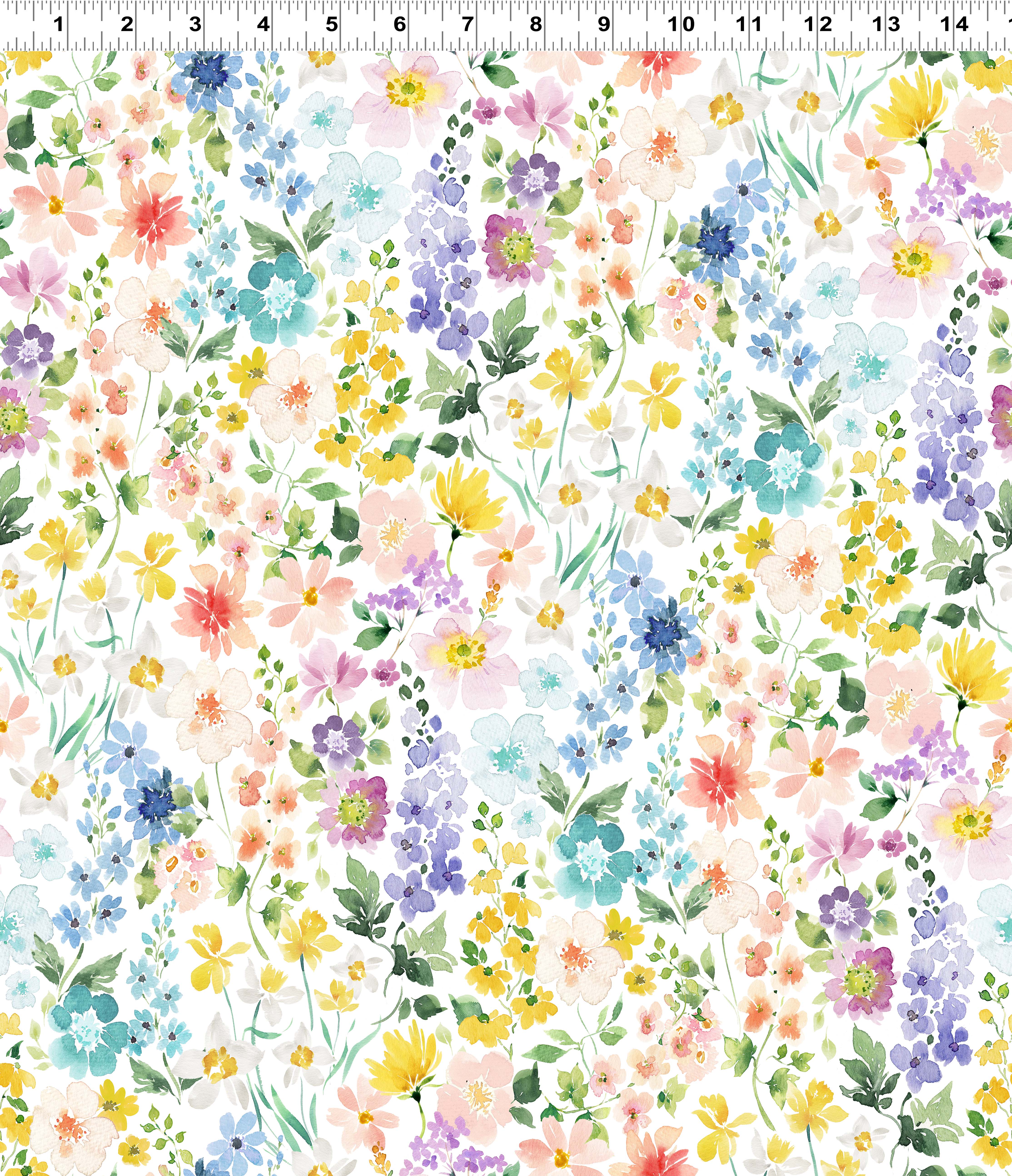 Spring Has Sprung | Multi Color Digital Flower Garden by Heatherlee Chan for Clothworks | Y4009-55