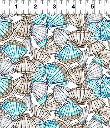 Sandy Toes - Packed Shells Taupe by Anita Jeram for Clothworks