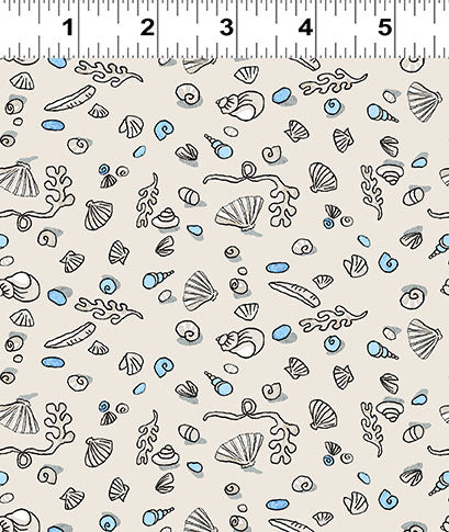 Sandy Toes - Mini Shells Pale Taupe by Anita Jeram for Clothworks