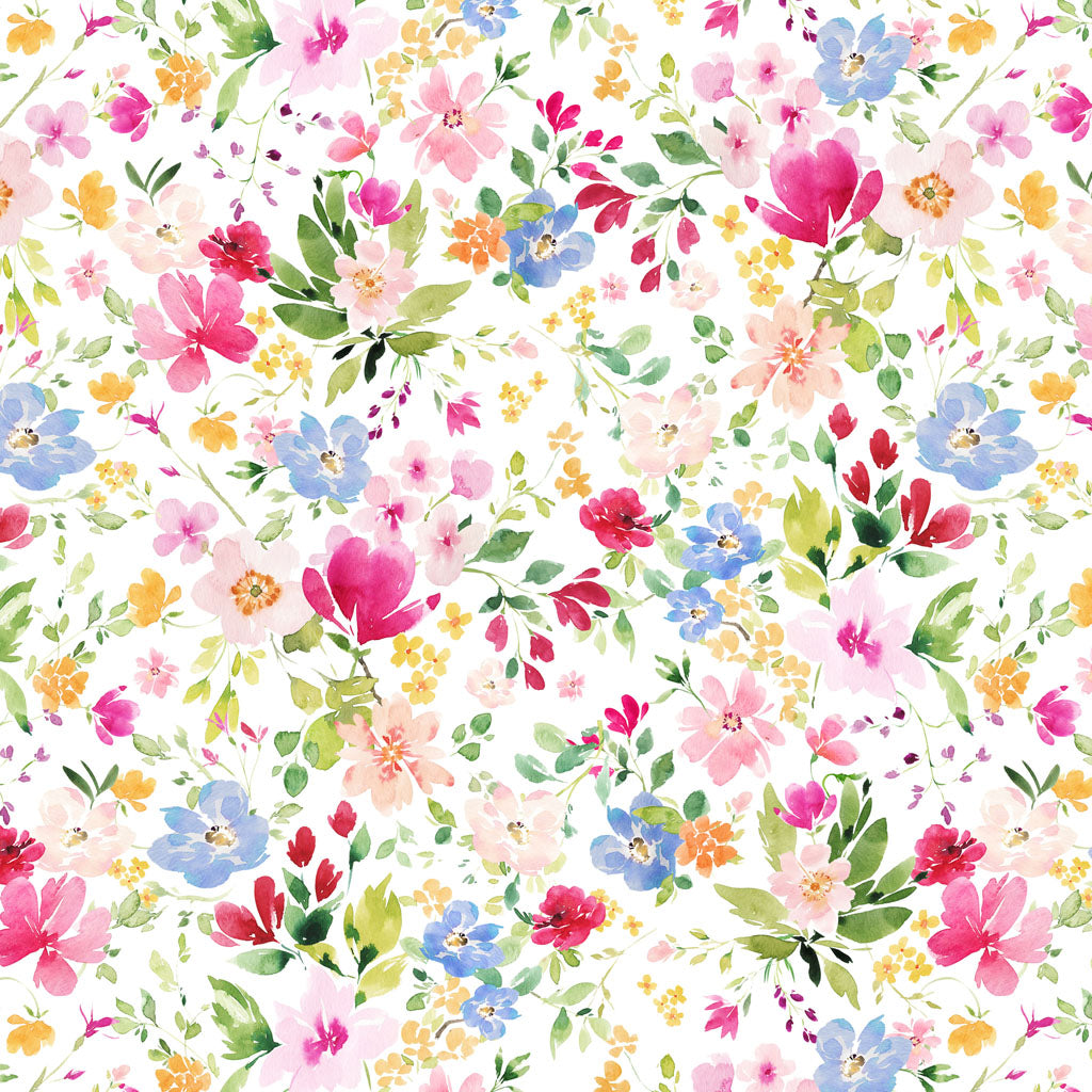 Flourish | White Digital Packed Floral by Heatherlee Chan for Clothworks | Y4094-1