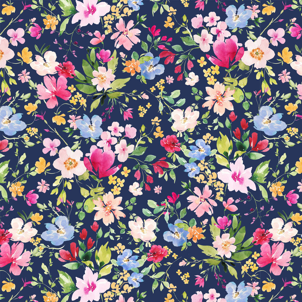 Flourish | Navy Blue Digital Packed Floral by Heatherlee Chan for Clothworks | Y4094-53