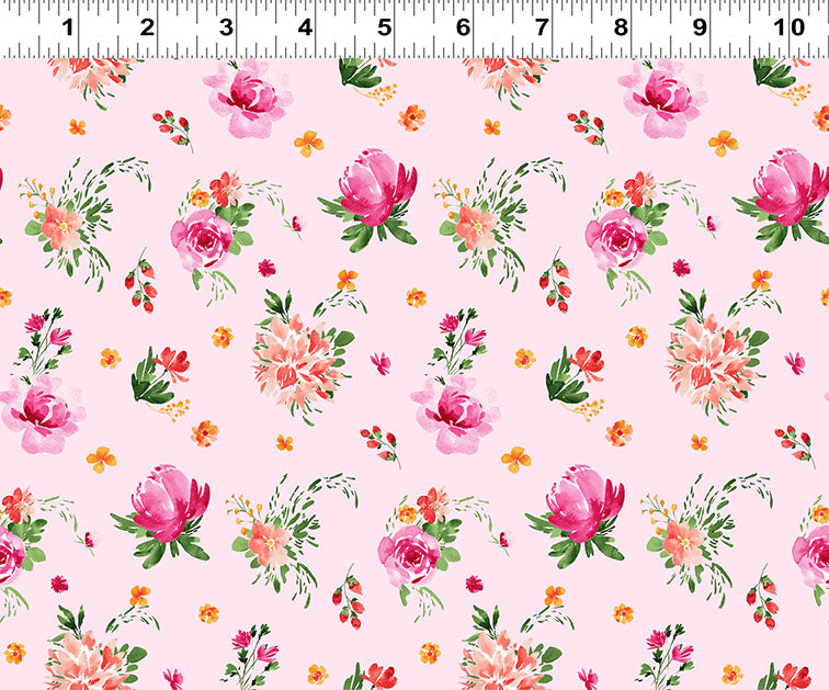 Flourish | Light Pink Tossed Floral by Heatherlee Chan for Clothworks | Y4095-41