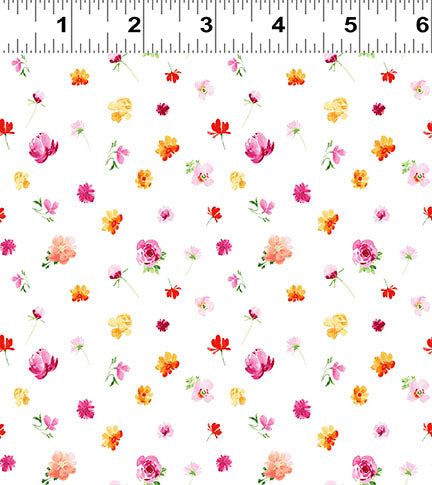 Flourish | White Ditsy Floral by Heatherlee Chan for Clothworks | Y4097-1