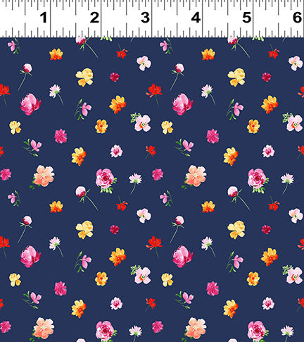 Flourish | Navy Blue Ditsy Floral by Heatherlee Chan for Clothworks | Y4097-53