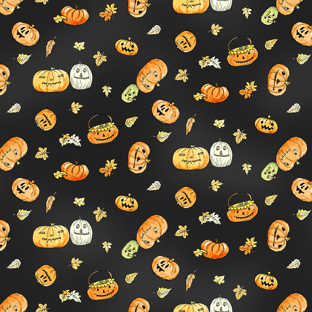 Halloween Parade | Black Pumpkins by Anita Jeram for Clothworks